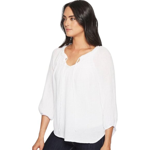 Michael Stars Women's XS Peasant Top Double Gaze 3/4 Sleeve White - NWT - Picture 2 of 7